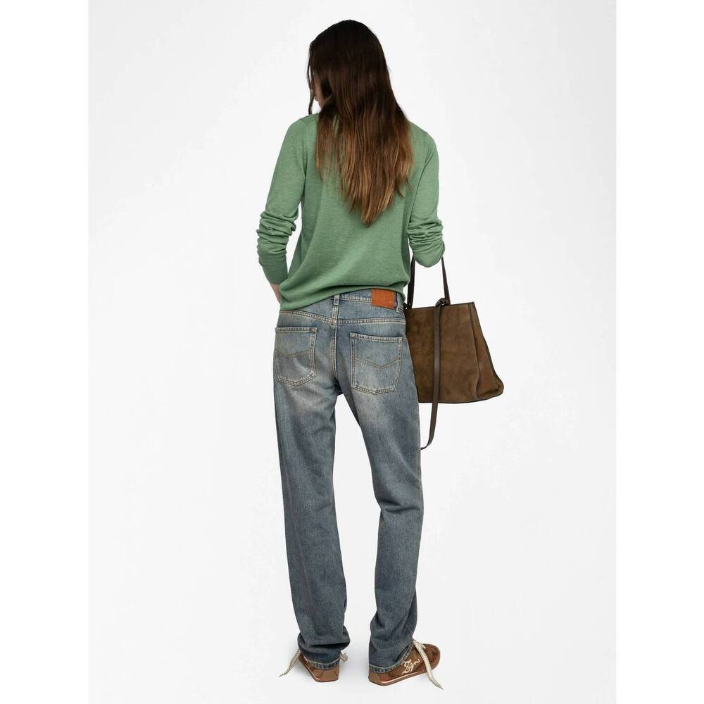 NEW ZADIG & VOLTAIRE miss cashmere sweater in verveine - Picture 6 of 7